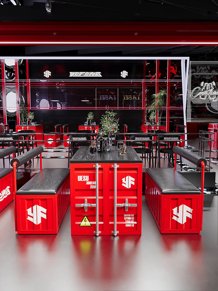 Stile industriale commerciale artigianato in metallo creativo contenitore in ferro carta divano bar e sedia combinazione bar barbecue