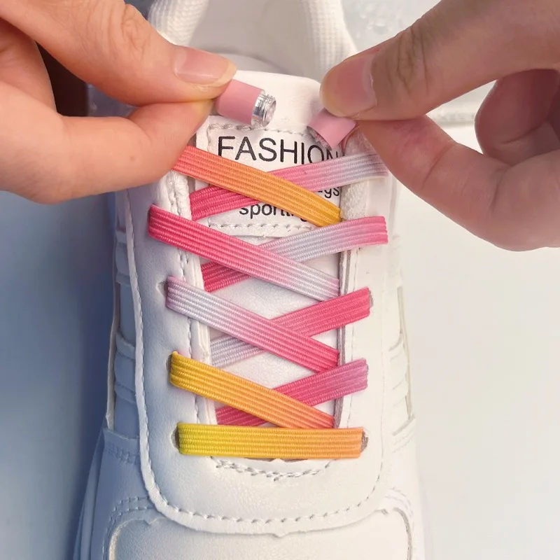 Bunte, Modische, Elastische Schnürsenkel mit Perlenschnalle, Leichte, Dehnbare Sneaker-Schnürsenkel für Kinder und Erwachsene, Breit, Bequem, Langlebig – Detail 2