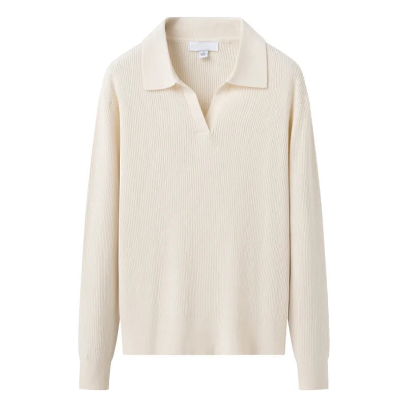 

Корейский модный повседневный свитер, пуловеры для женщин, осенний простой дизайн, эластичные вязаные топы с полуоткрытым вырезом и длинными рукавами