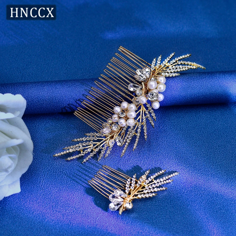 

HNCCX Bridal Shining Hair Comb Rhinestone Bride Headpieces Pearl Flowers Headwear Women Hair Accessories For Evening Events CP01