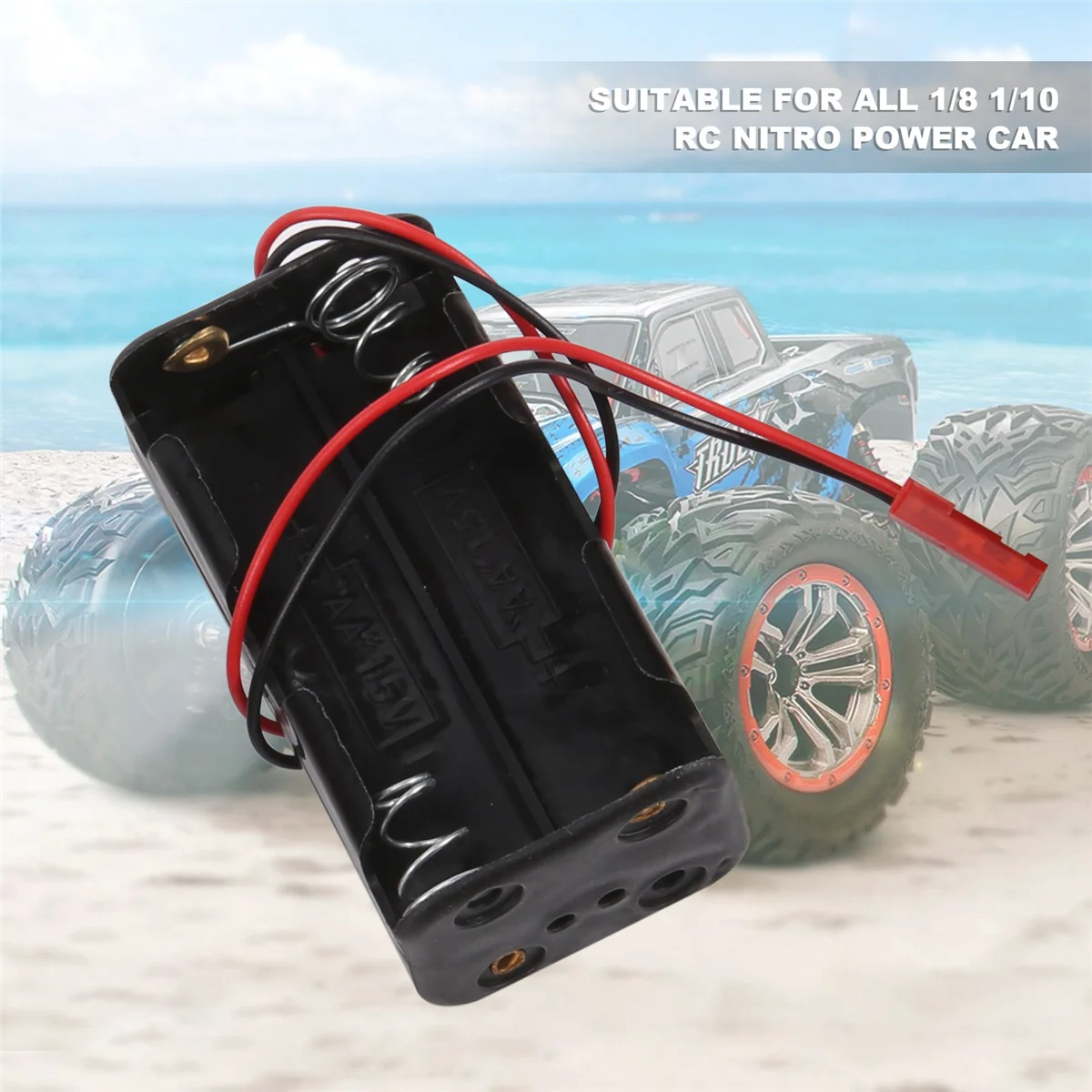 Paquete de 4 cajas de contenedor de batería de 6V 4XAA, caja de paquete, receptor de enchufe JST para Redcat 1/8 1/10 RC Nitro Power Car Truck