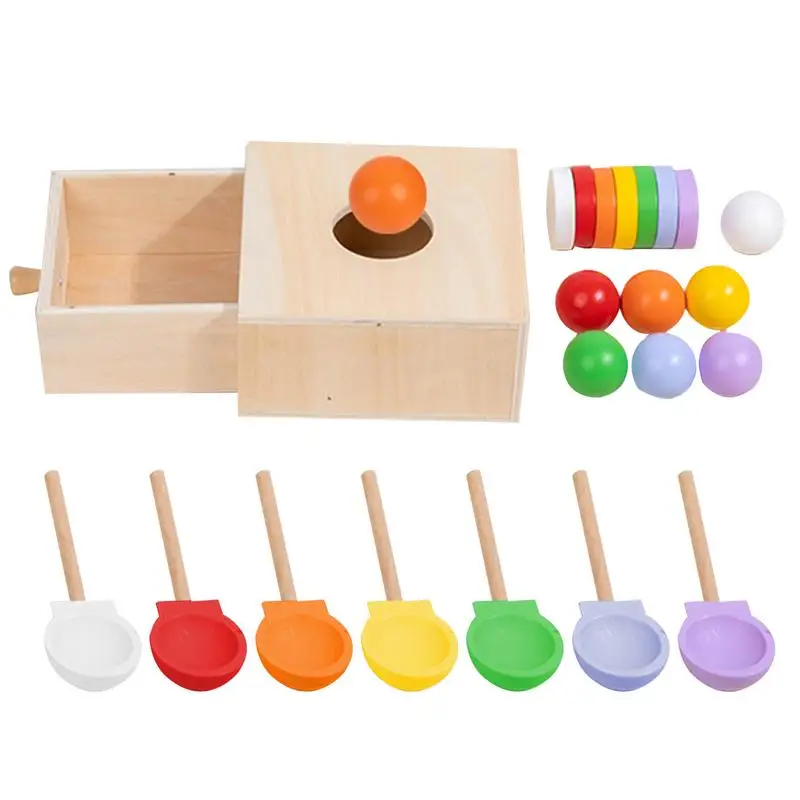 

Wooden Coin Balls Toy Wooden Ball Drop Toys Developmental Coin Matching Box For Hand-Eye Coordination Educational Color Shape