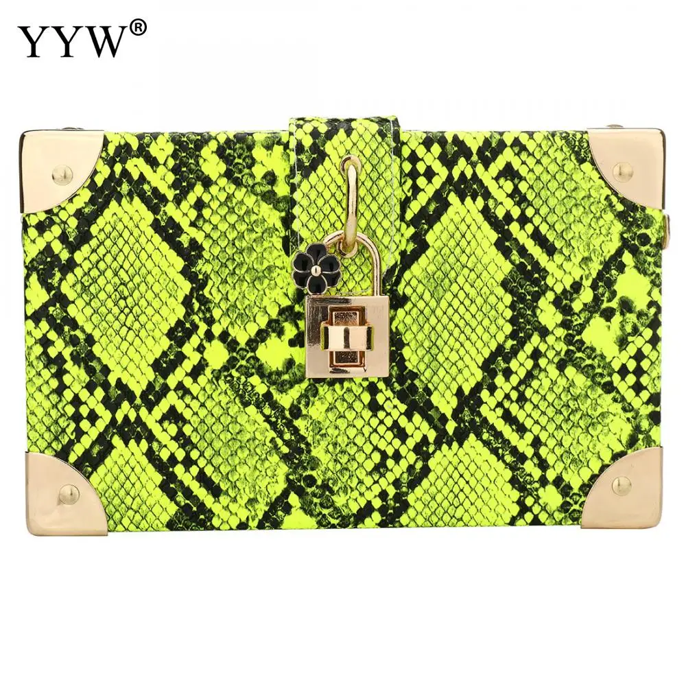 2023 New Vintage Box Shoulder Bags Brand Design Chain Purse Luxury Green Snakeskin Pattern Evening Bag Crossbody Bag Clutchcs