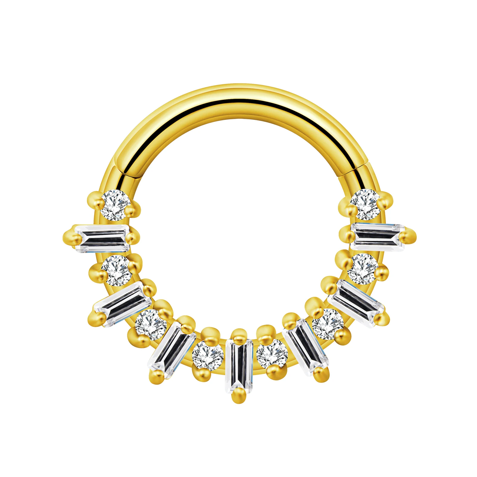 Stainless Steel Hinged Hoop Nose Rings with Butterfly Pattern