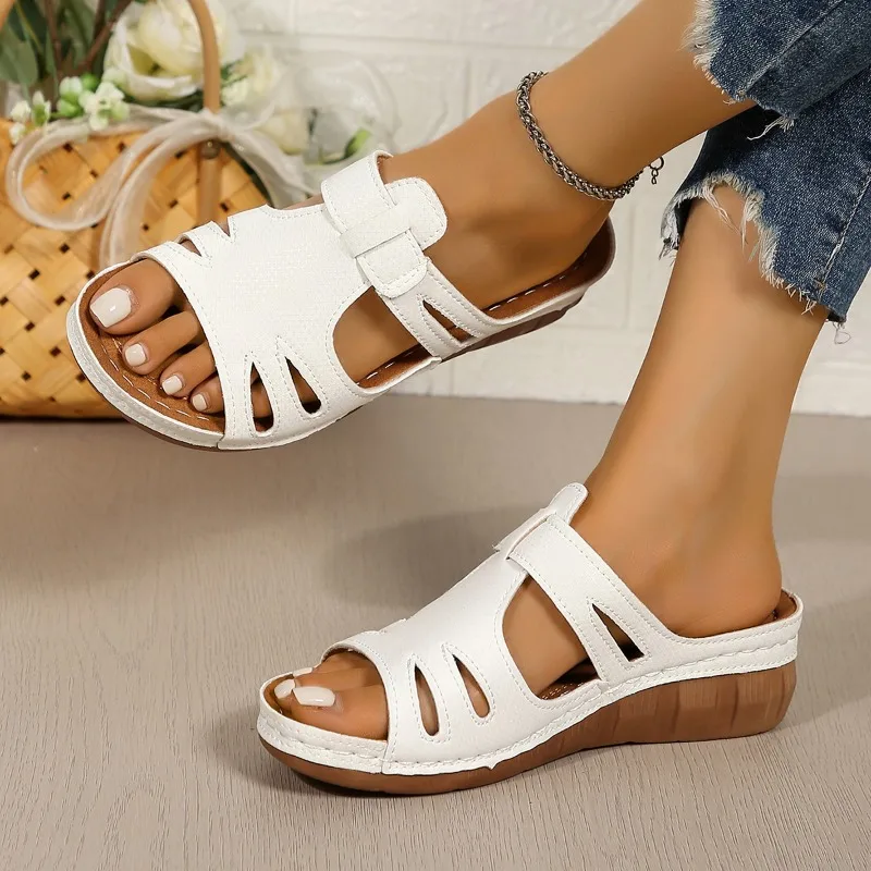 

Shoes Female 2025 High Quality Open Toe Women's Slippers Outdoor Casual Slippers Round Toe Wedges Women's Sandals