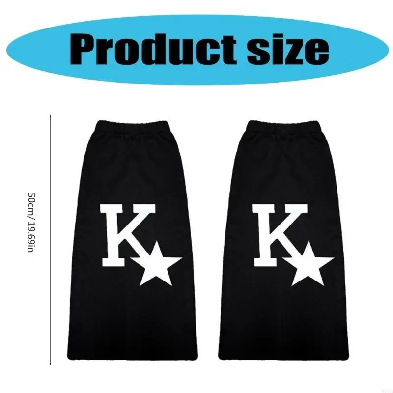 

W0YA Harajuku Letter Star Flared Leg Covers Punk Overknee Black Denims Leg Warmers