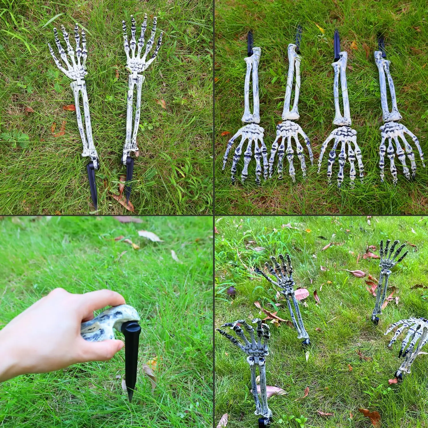 2er-Pack Skelettpfähle, Halloween-Dekorationen, Totenkopf-Arme, Händepfahl für den Außenbereich, Hof, Rasen, Garten, Friedhof, Party-Dekoration