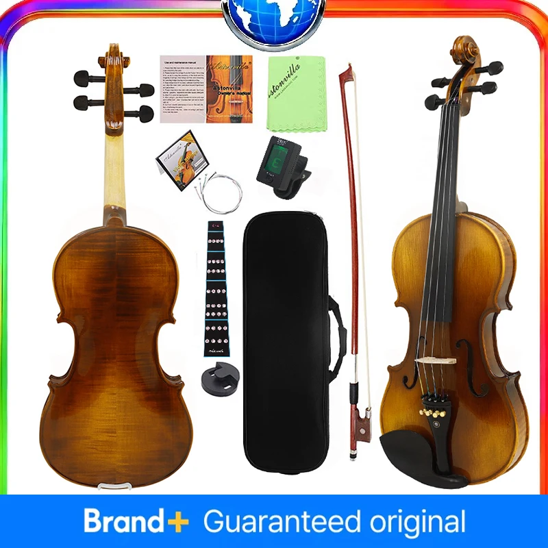 

4/4 скрипка натуральная акустическая скрипка скрипка в стиле ретро с футляром, смычком и аксессуарами для поддержки плеч