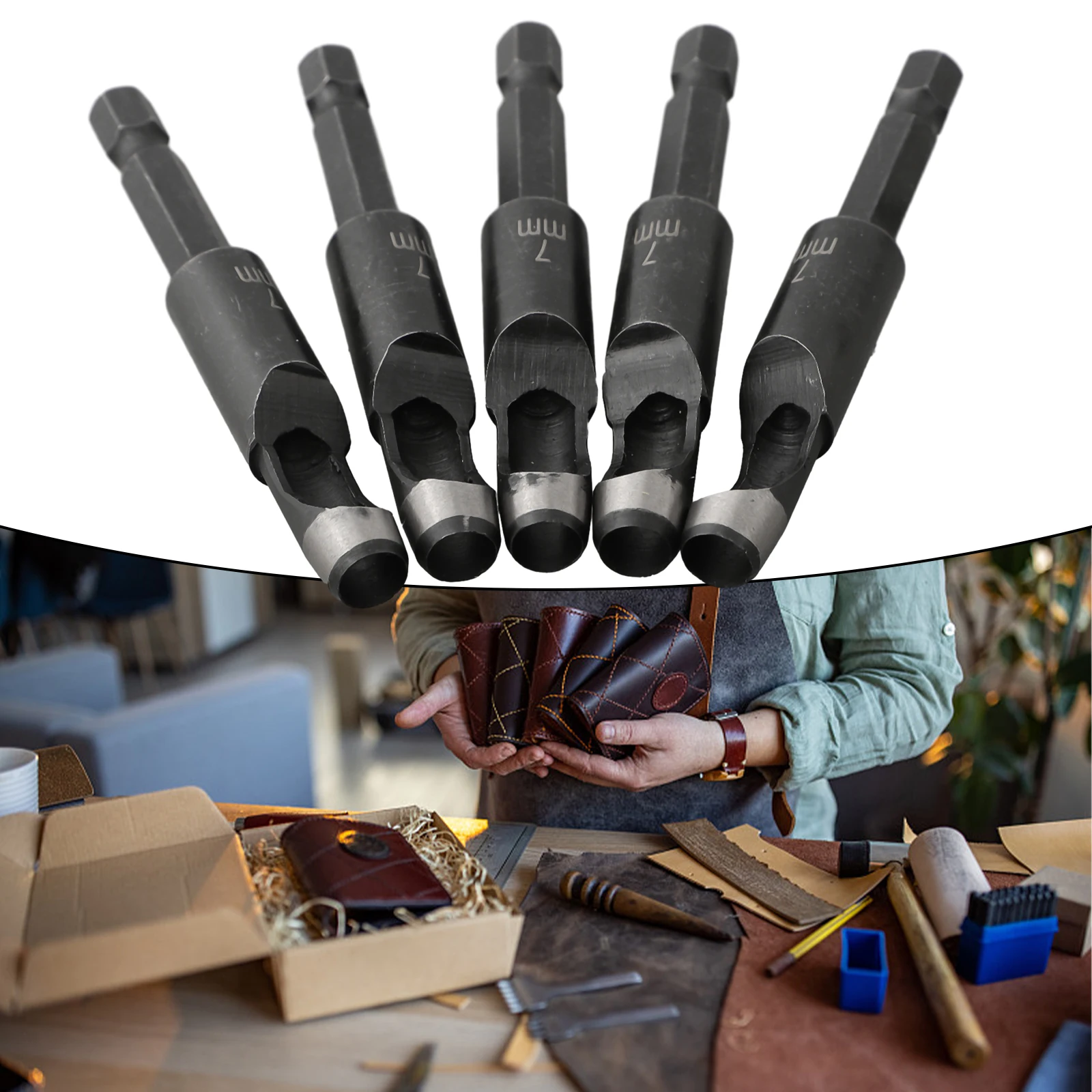 Leather Hole Punch Hex Shank Adapter Electric Machine Hollow Punch  3-25mm For Drill Cardboard Leather Belt Punching Accessories