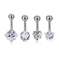 Crystal Zircon Body Jewelry Belly Button Rings Stainless Steel Star Round Square Navel Belly Button Rings Piercings Jewelry