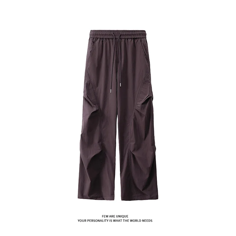 Outdoor Functional Quick-Dry Work For Men, Spring And Autumn Pleated Hiking Paratrooper Pants, Trendy Sports Casual Long Pants