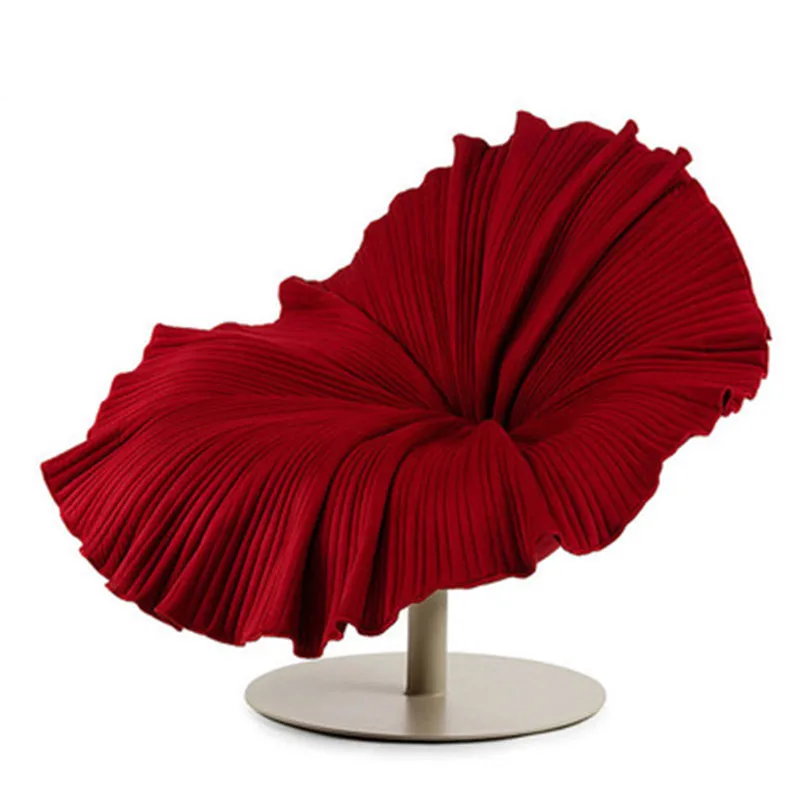 

Designer lotus petal leaf single sofa chair fiberglass rotating chair casual flower