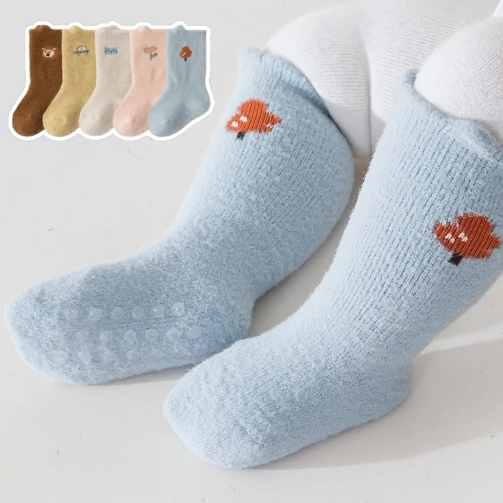 

2 pairs New Cute Animal Socks Coral Velvet Thickened Winter Warm Socks Breathable Middle Tube Socks Winter Season