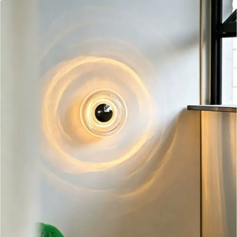 Modern Water Ripple Glass Wall Lamp Bauhaus Style Creative Entrance Corridor Lighting Retro Atmosphere Bedside Sconce Fixture