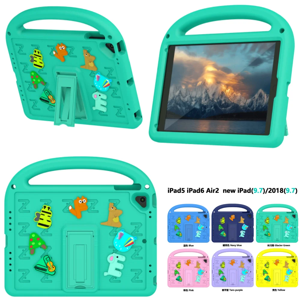 Kids EVA Case for iPad 9.7 6th 5th Gen 2017 2018 9.7 inch A1822 A1823 A1893 A1954 Cute Cartoon Letters Shockproof Tablet Cover