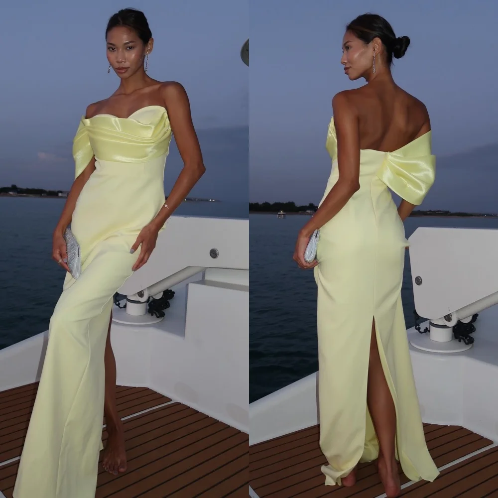 

Customized Fashion Classic Jersey Pleat Draped Straight One-shoulder Long Dresses Bespoke Occasion Dresses Exquisite Elegant