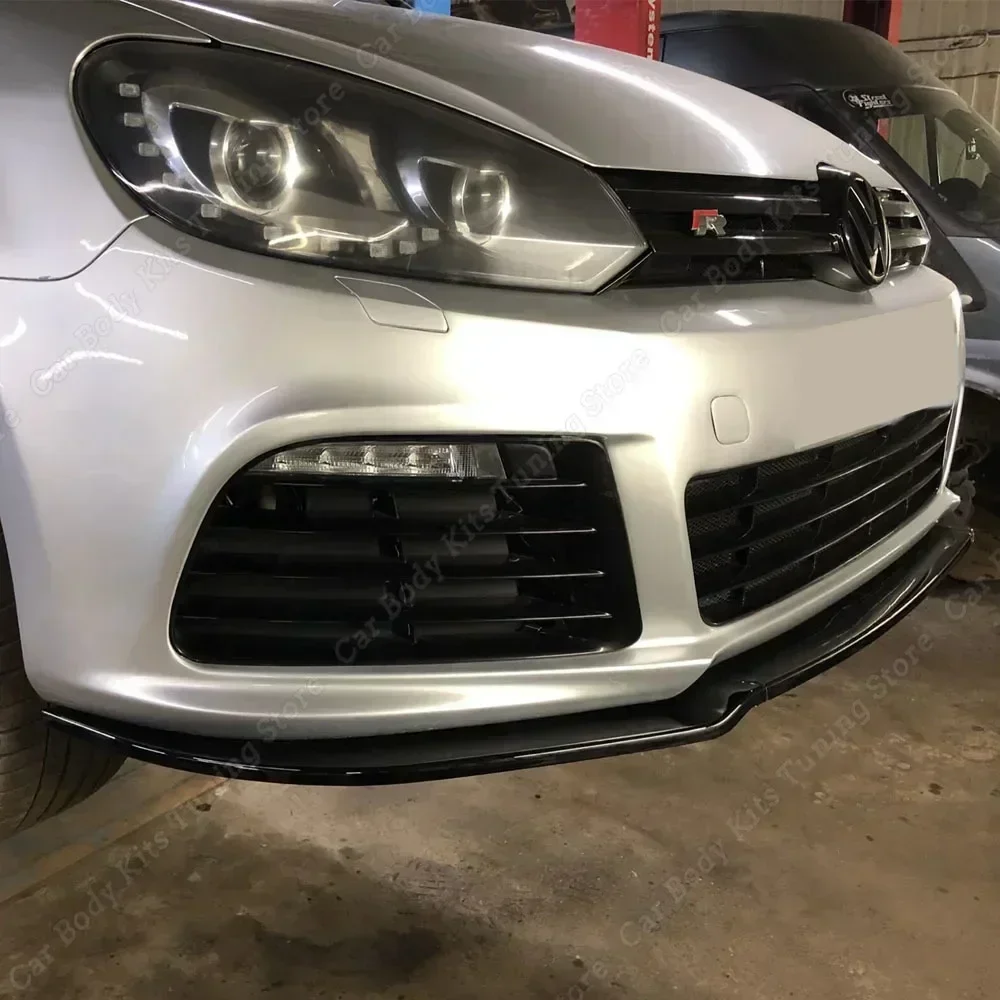 For Volkswagen Golf 6 MK6 R R20 2008-2013 Glossy Black ABS Car Front Bumper Splitter Lip Diffuser Body Kit Spoiler Guard Tuning