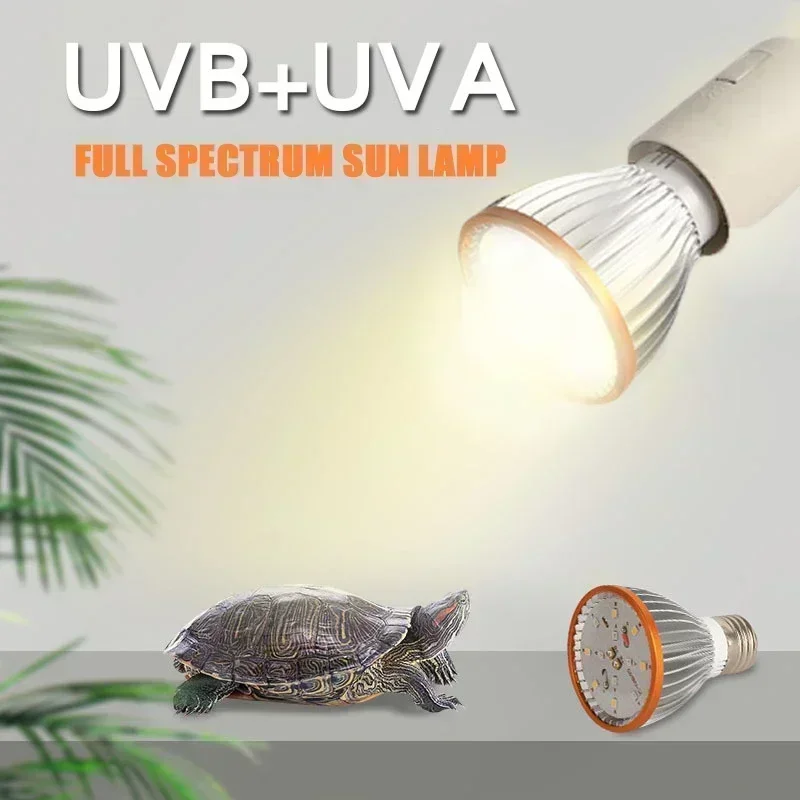 

110-240V 8W Turtle Basking Light Lamp UVA UVB 10.0 Full Spectrum LED Reptile Heat Bulb For Amphibian Accessories