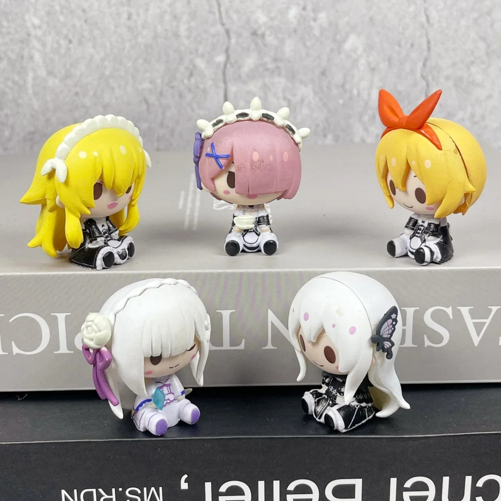 Cute Re Zero Rem Action Figurine PVC Mini Emilia Figure Ram Statue Anime Re Zero Rem Sculpture Desk Decoration House Accessories