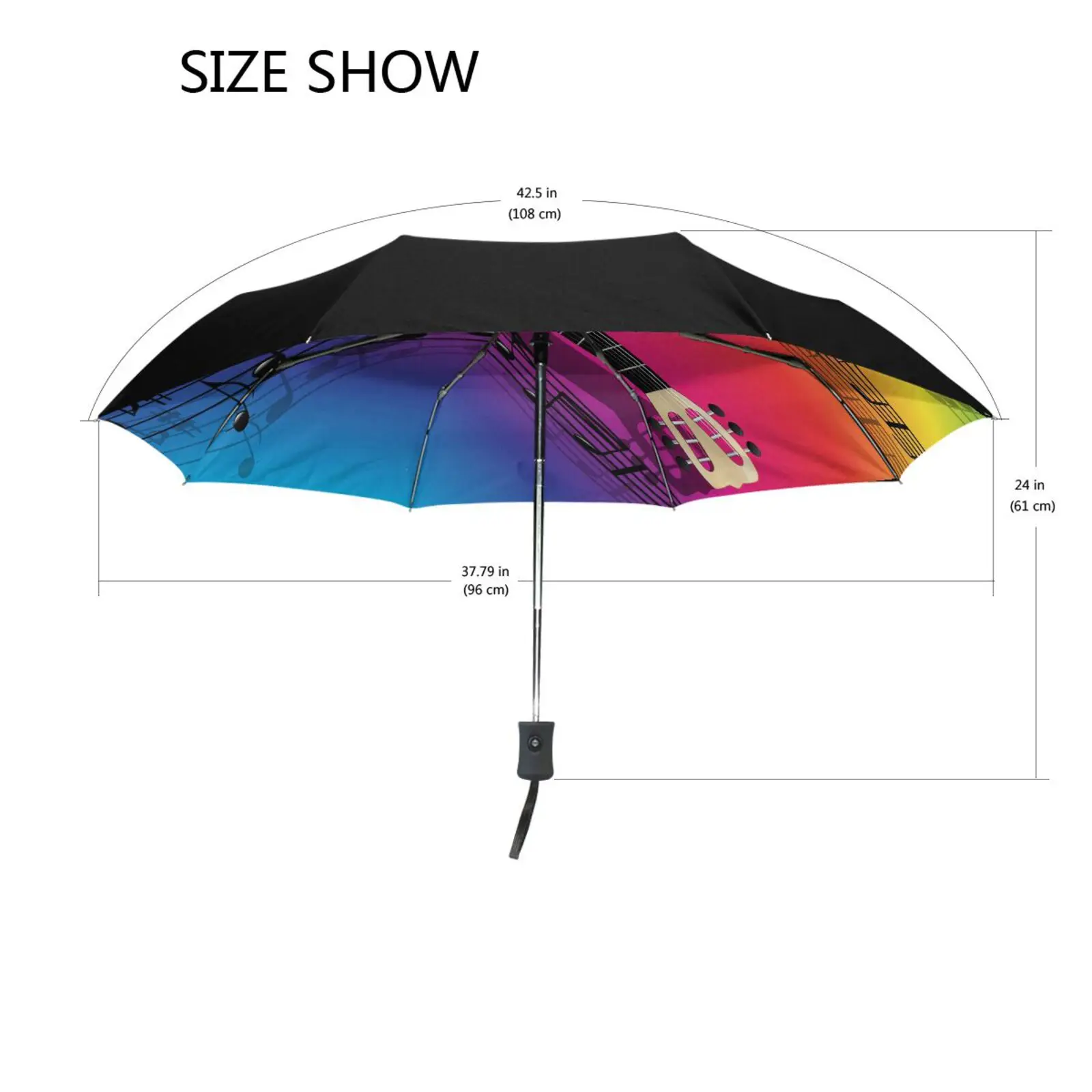 New Automatic Umbrella High Quality Guitar Print Woman 3 Folding Parasol Fashion Lady Portable Girl Friend Gift For Wife