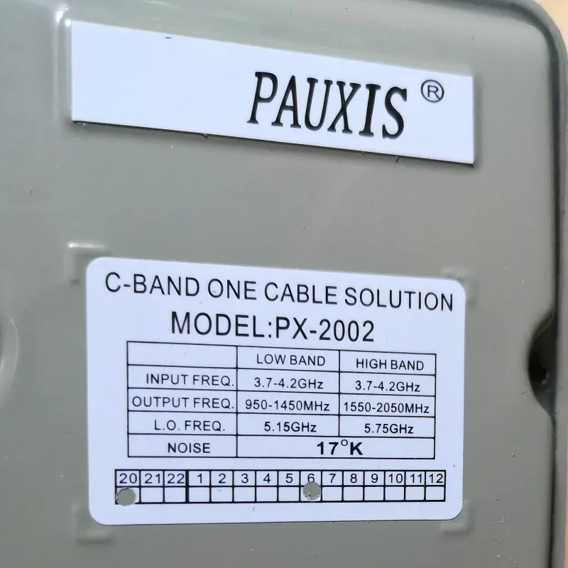 Pauxis PX-2002 C-BAND LNBF with 3.5GHz rejection project  5G-LNBF Dual local oscillator narrow wave C-head frequency reducer