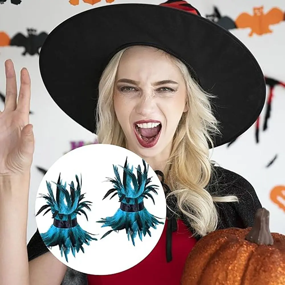 

Декоративные эластичные манжеты на ноги с перьями, готический панк-стиль, модный воротник с перьями, обмотка на щиколотку, карнавальный аксессуар