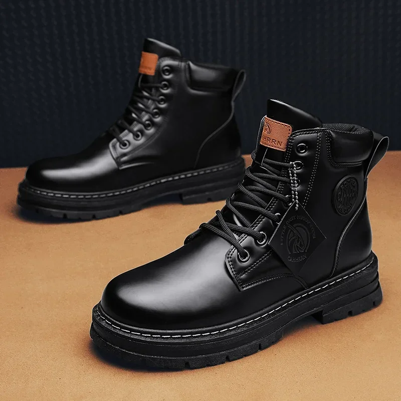 2024 zimowe botki męskie buty Outdoor żółte buty klasyczny Design wysokie męskie buty w stylu casual Botas Para Hombre