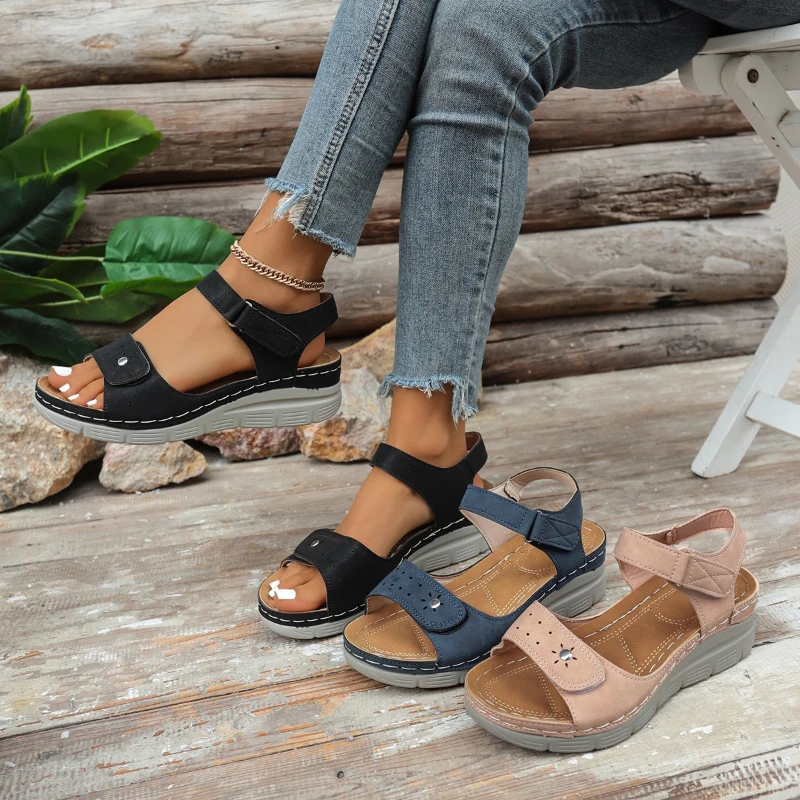 New Hot Sale Summer Outdoor Height Increase Female Sandals Comfortable Lightweight Travel Beach Shoe Large Size Women's Shoes