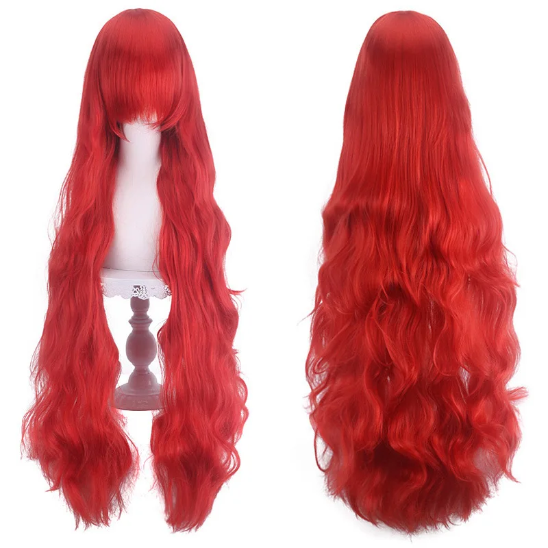 Synthetic Long Wavy Cosplay Wig for Women Anime Cos Mid-Part Voluminous Curl Mi-ku Inspired Costume Party Hair
