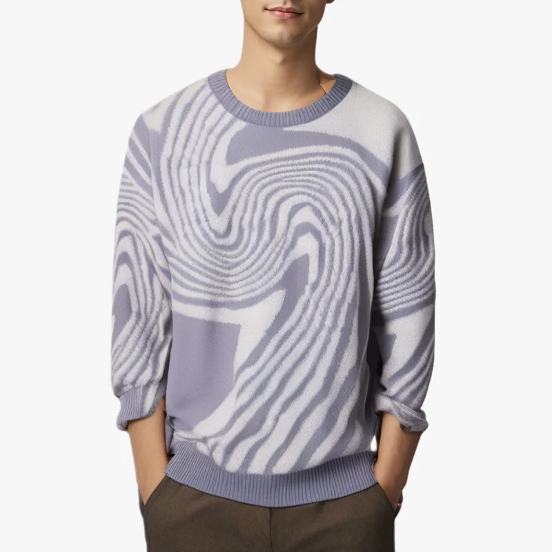 

Новый осенний пуловер, мужской свитер с круглым вырезом в стиле пэчворк, теплые тонкие свитера с длинными рукавами, мужской повседневный модный свитер, мужская одежда