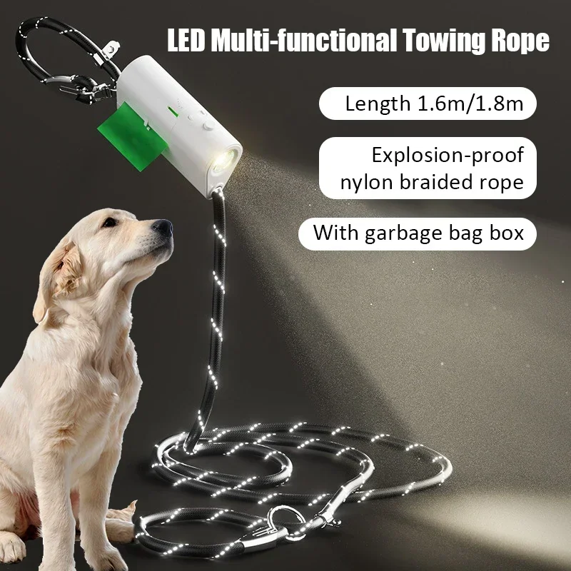 

Large Pet Dog Leash High Brightness Lighting Thicken Nylon Rope Explosion Proof Punch LED Multifunctional Leash Pet Supplies