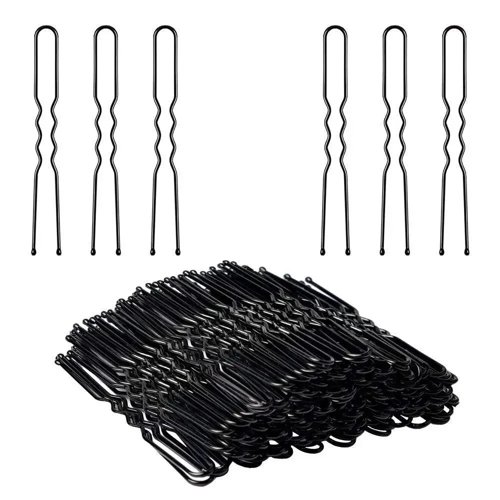 100PCS U Shaped Hair Pins Black Wave Bobby Pin Bobby Pins for All Hair Types Hair Accessories for Women Lady Girls 5/6/7CM