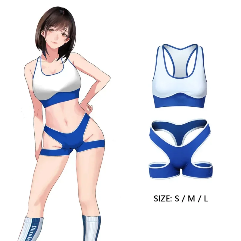 A Japanese High School Student Gymnastics Suit Cosplay Sportwear Gym Clothes JK Girl Uniform Hollow Out Sport Swimsuit Bikini Se