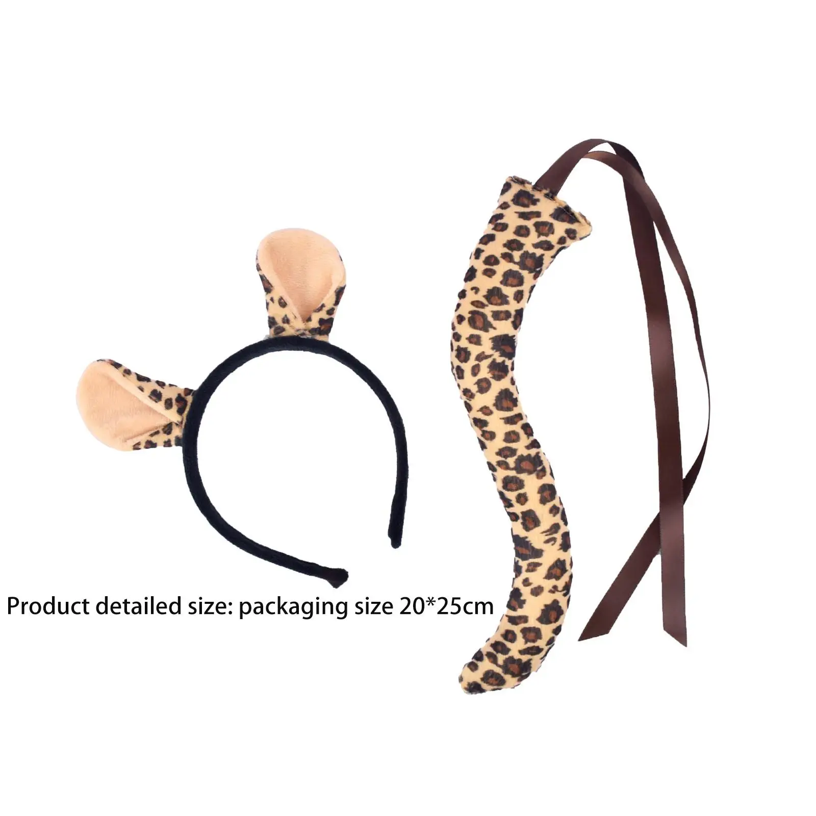 Brown Leopard Ears and Long Tail Headband Dressing up Cosplay for Fancy Party Birthday Gifts Stage Performance Prom Halloween