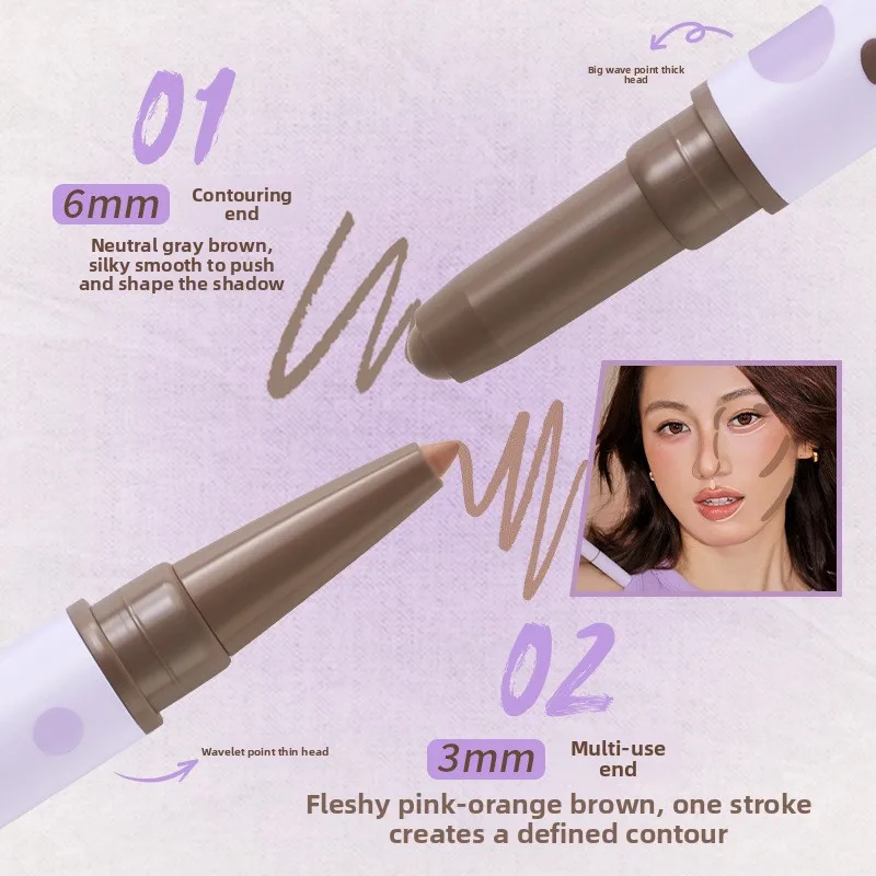 ART3M1S ダブルヘッド輪郭ペン輪郭ブラシ 3D 立体輪郭シャドウアイカイコメイクブラシ