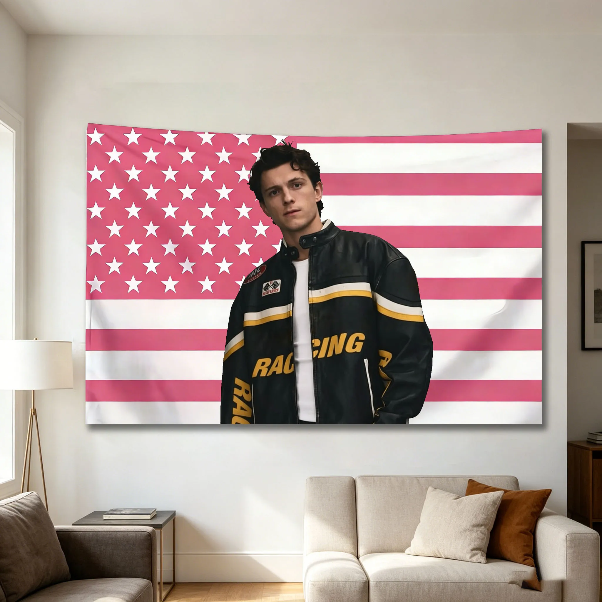 Holland Pink American Flag Tapestry Crunchy Squishy Tapestry Halloween Party Bedroom House Living Room Decor Necessaires Stuff