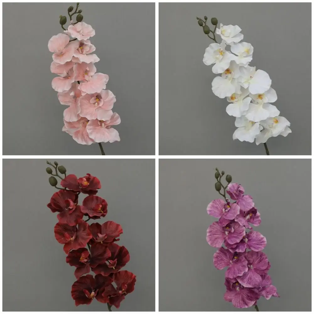 9 Heads Simulation Flower 98cm Real Touch Plant Fake Phalaenopsis Flower Multi Color 3D Artificial Butterfly Orchid