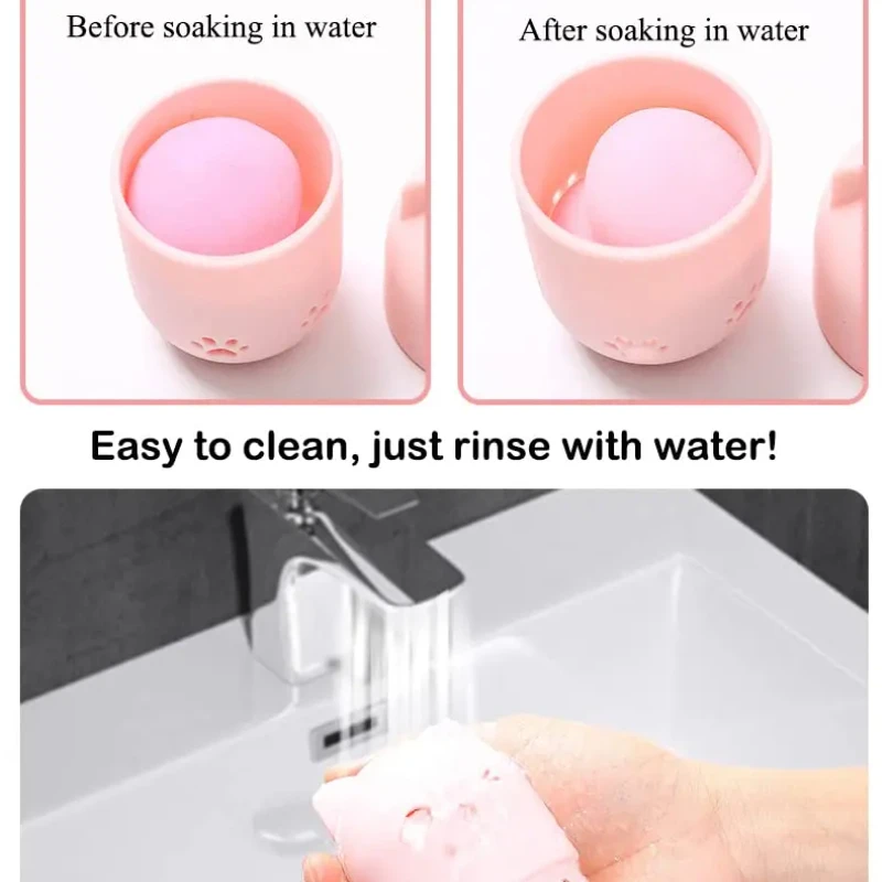 Cute Silicone Makeup Sponge Holder Cat Shaped Sponge Rack Powder Puff Case Cosmetic Blender Sponge Box Makeup Egg Drying Case