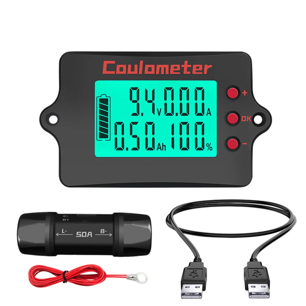 Lithium Iron Phosphate Battery Coulomb Meter with Simultaneous Display of Voltage Current Capacity and State of Charge