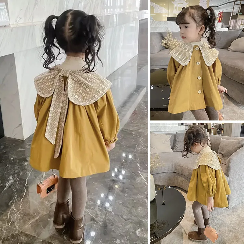 

Girls Trench Coats Autumn Fashion 2023 Korean Kids Jacket Windbreaker for Girls Children's Clothing Outerwear Baby Girl Clothes