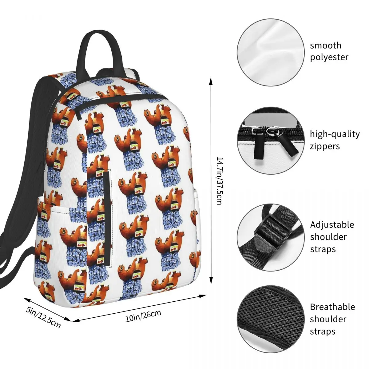 Grizzy And The Lemmings (2) Backpack Student BookBag Boys Girls School Bag Computer Shoulder Bags Men Women