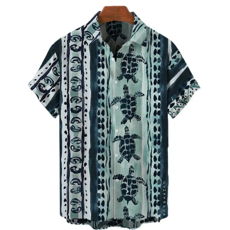 Camicia stampata sociale oversize hawaiana da uomo estate modello cartone animato stile moda Camisa Harajuku Streetwear resort vestiti