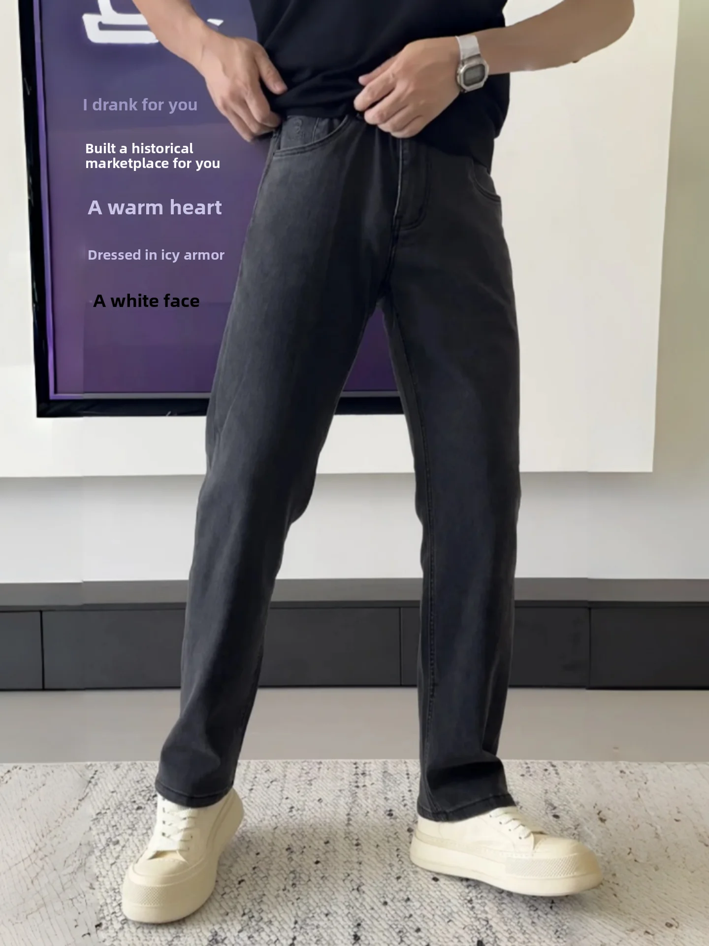 

Waed Vintage Jeans Straight Leg Casual Pants Cool Faionable Bla Label Design Men's Autumn Winter Faion Ci Sle