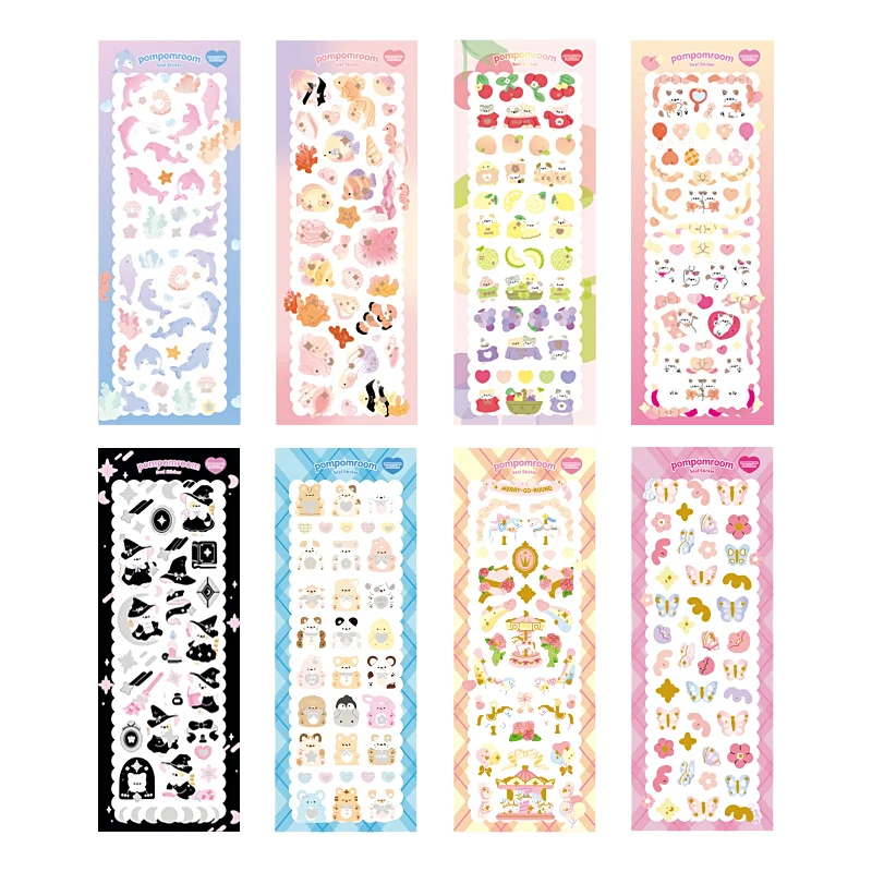 Sparkling Cute Kitty Dolphin Sticker For Scrapbooking DIY Ribbon Sticker for Journal Laptop Album Journal Hand Account Decorate
