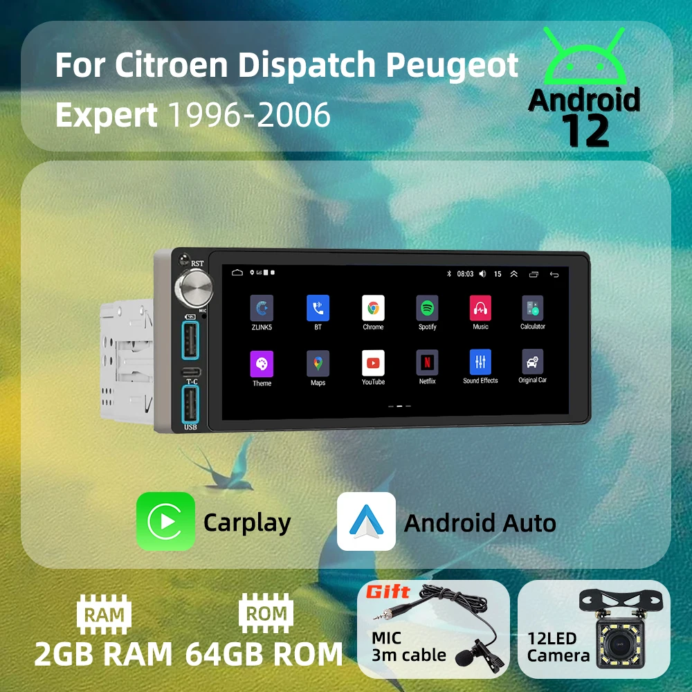 Carplay Autoradio Android Car Multimedia for Citroen Dispatch Peugeot Expert 1996-2006 6.86