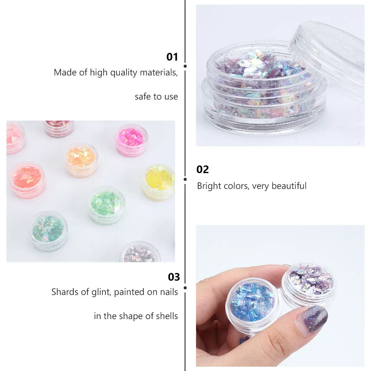 12 boxes Nail Art Manicure Charms Halloween Christmas New Year Nail Art Foil Paper Nail Art Decoration Set Shell