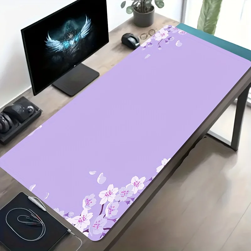 CIFBUY Large Gaming Mouse Pad Pale Purple Cherry Blossom Non-slip Washable Rubber Base Oversized Desk Mat Office Computer Decor