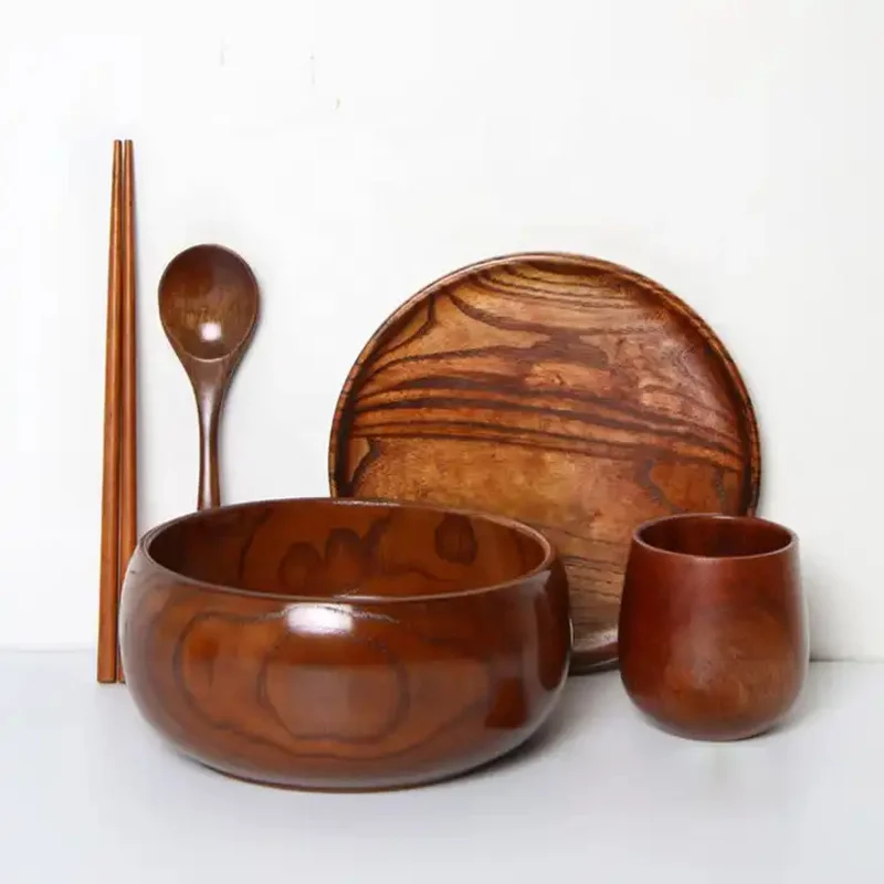 Handmade Japanese Style Wood Bowl Set Salad High Quality Durable Eco Friendly Safe Wooden