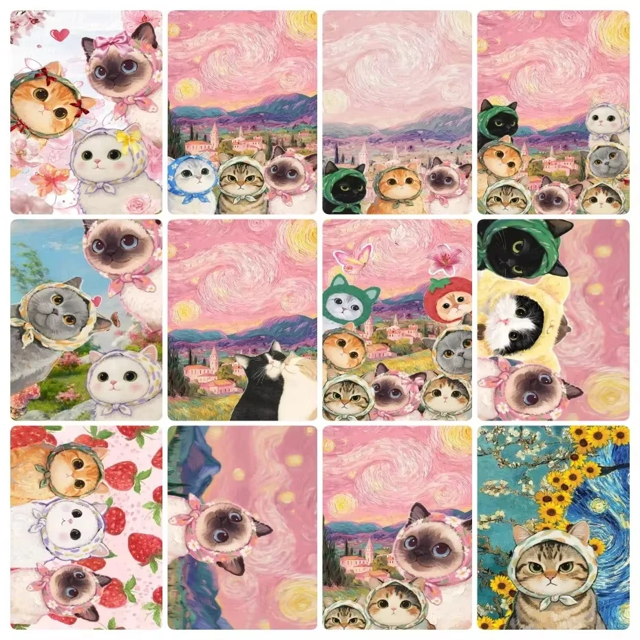 Malen nach Zahlen Set Katzen mit Kopftüchern Leinwand Acrylfarben-Set Stressabbau DIY Bastelset Wanddekoration Geschenk für Erwachsene Anfänger