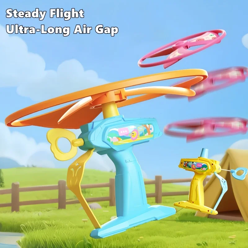 Children Pull-Line Flying Saucer Launcher No Needed Battery Kids Outdoor Sports Fun Educational Game Toys Gifts For Boy Girls